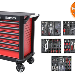 CARRO DE TALLER CON 205 HERRAMIENTAS MÉTRICAS