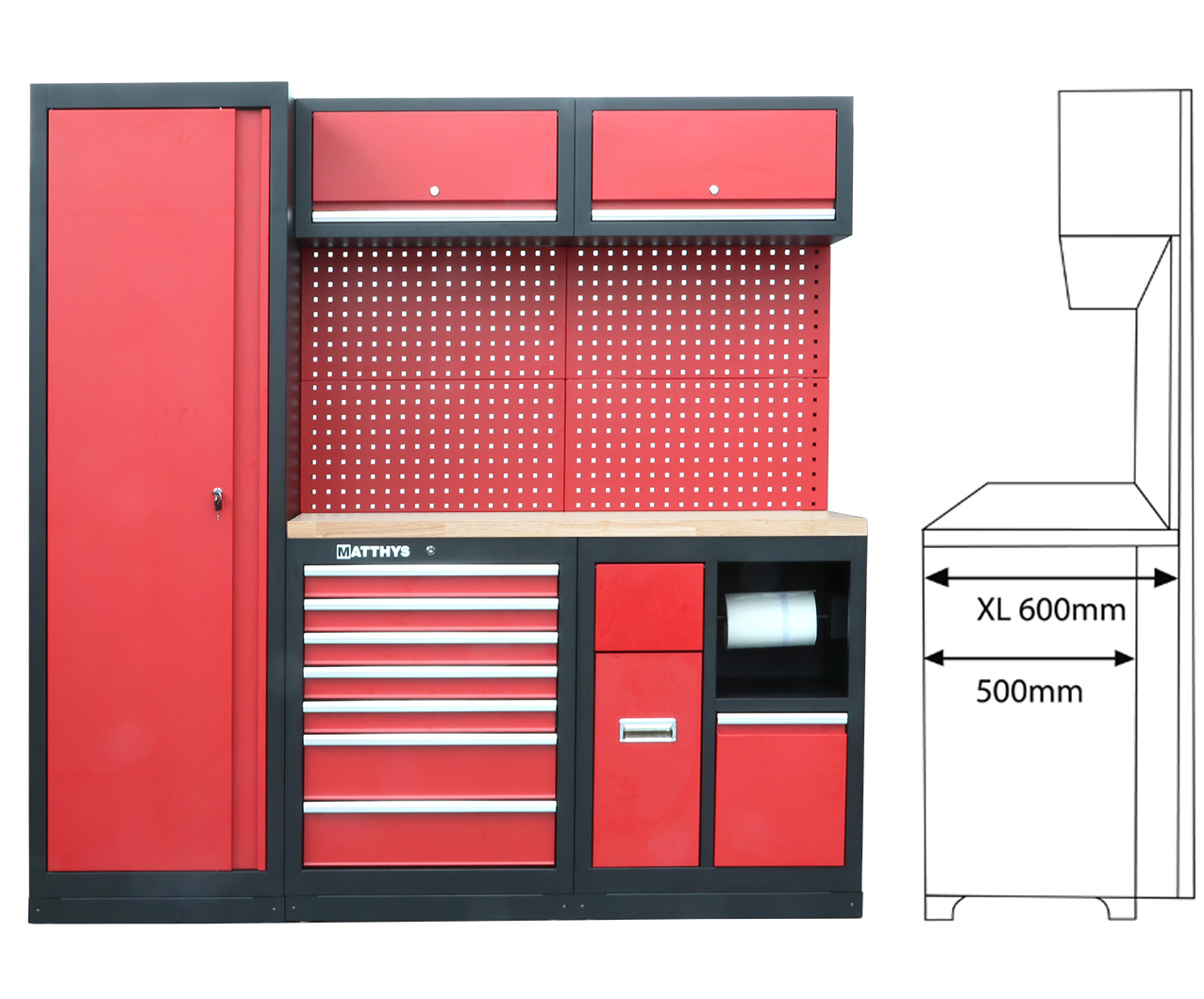 MOBILIARIO DE TALLER - ENCIMERA DE TRABAJO DE RUBBERWOOD EXTRA PROFUNDA - COMBI-05 - SERIE IMOLA