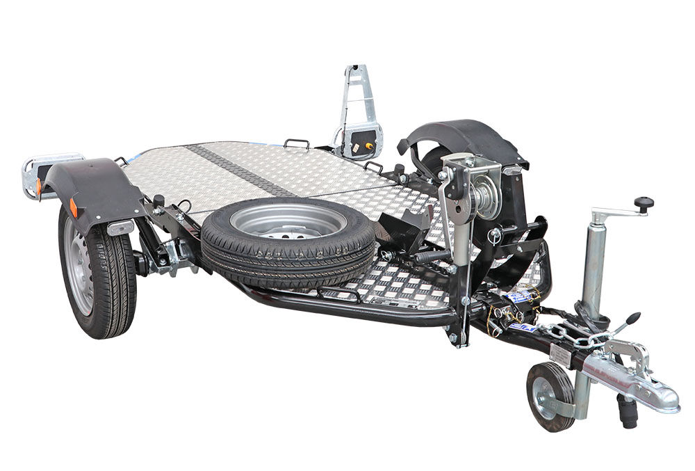 REMOLQUE PLEGABLE PARA MOTO NEGRO - CAPACIDAD 600 KG