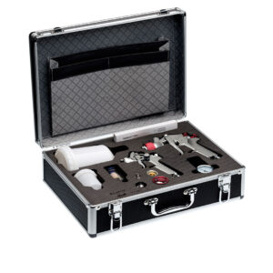 CAJA DE ALUMINIO CON 2 PISTOLAS HVLP Y 4 BOQUILLAS (0,8/1,0/1,4/1,8 MM)