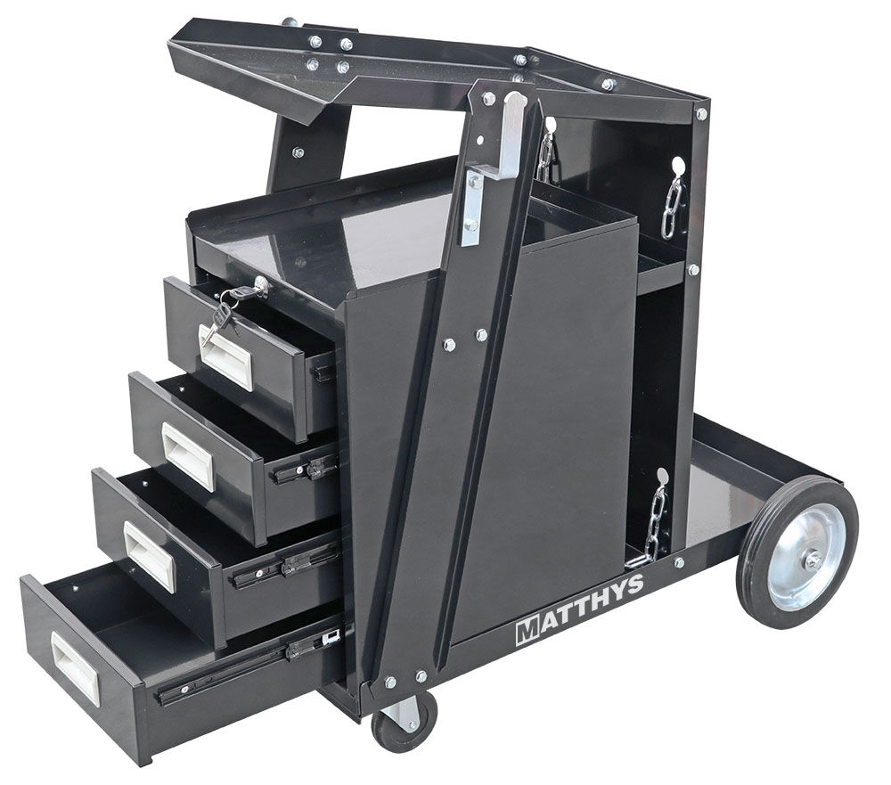 SOPORTE MÓVIL CON CAJONES PARA EQUIPO DE SOLDADURA
