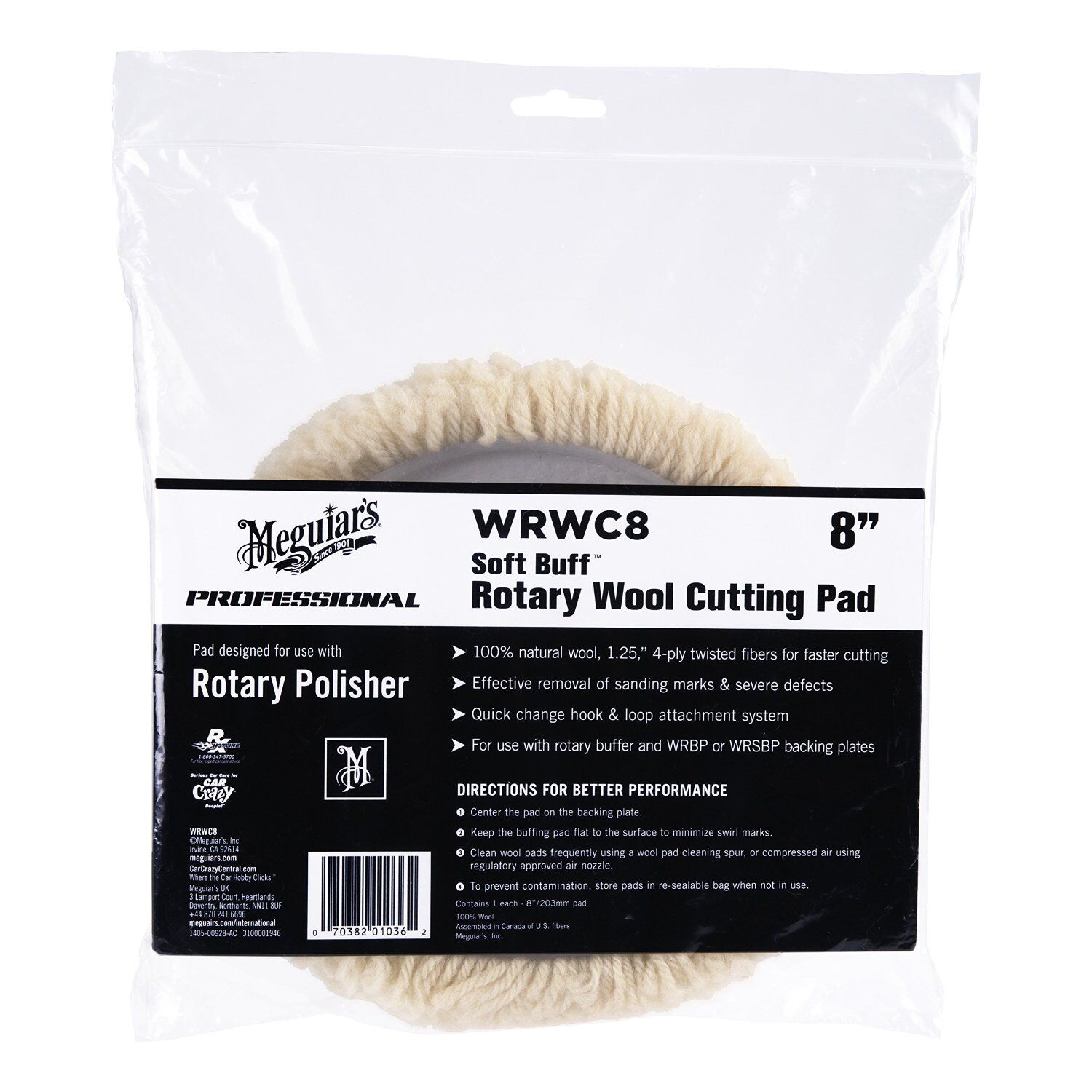 MEGUIAR'S - ALMOHADILLA DE LANA PARA PULIDO - CUT'N SHINE WOOL PAD (WRWC8) - Image 4