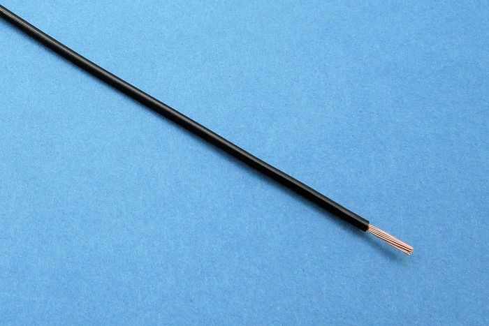 CABLE DE PVC DE PARED FINA, 16/0.20, (Ø 1,6 MM/0,5 MM²) NEGRO (PRECIO POR METRO)