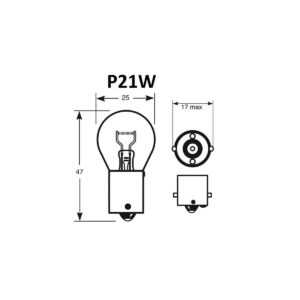 BOMBILLA LED BA15S P21W 6 A 12V, 360° ROJO