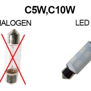 BOMBILLA DE SEÑALIZACIÓN TIPO LANZADERA LED C5W C10W 12V 42 MM - BLANCO PURO