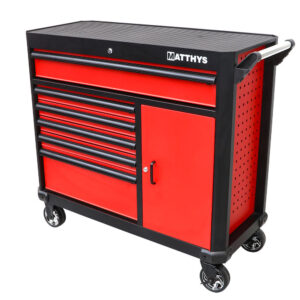 CARRO DE TALLER 6 CAJONES + 1 PUERTA - PINTURA EPOXI GRANULADA ROJO