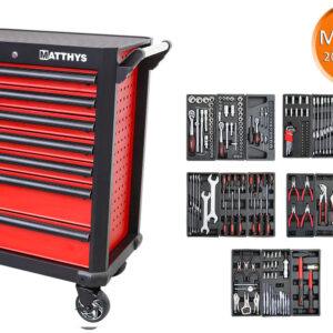 CARRO DE TALLER CON 205 HERRAMIENTAS MÉTRICAS