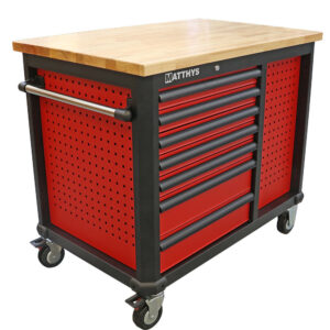 BANCO DE TRABAJO MÓVIL CON 10 CAJONES Y ARMARIO DE ALMACENAMIENTO