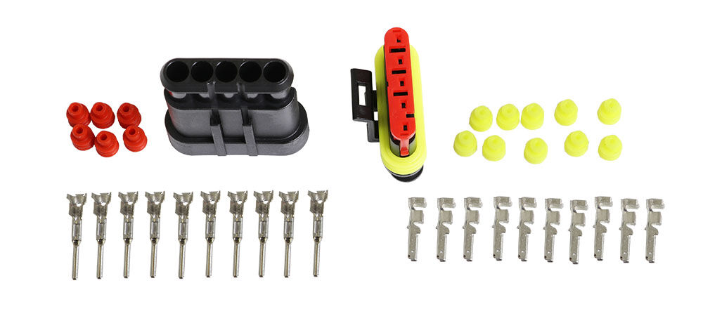 JUEGO DE CONECTORES AMP IMPERMEABLES 5 POLOS