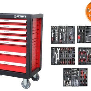 CARRO DE TALLER CON 205 HERRAMIENTAS MÉTRICAS