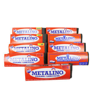 JUEGO DE 9 X 200 GR LANA DE ACERO METALINO - FINA - MEDIUM - GRUESA