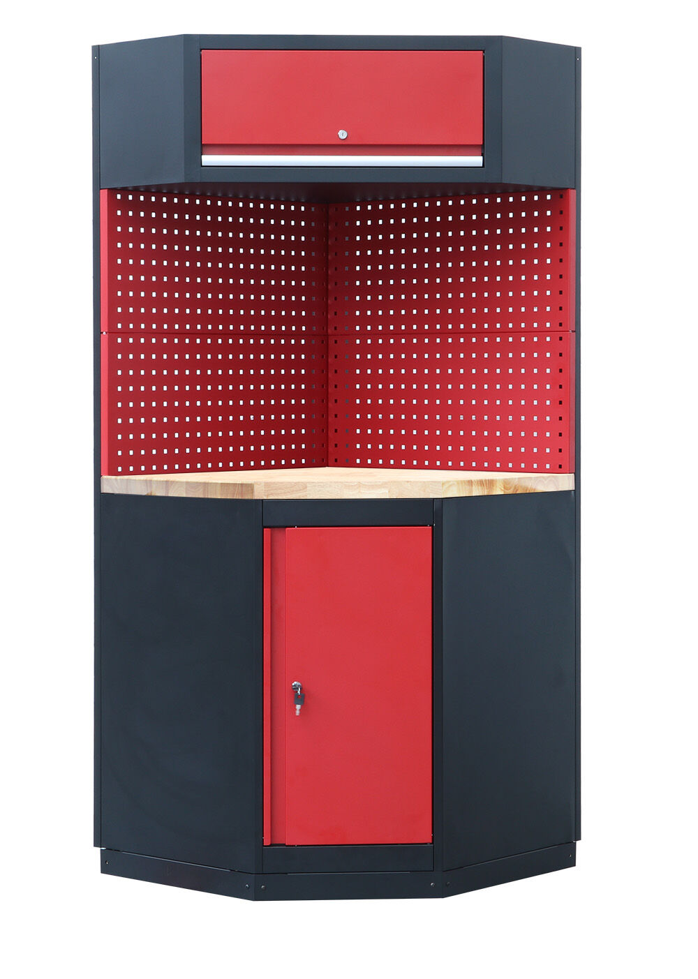 MÓDULO DE ESQUINA MUEBLE TALLER - ENCIMERA DE TRABAJO DE RUBBERWOOD - SERIE IMOLA