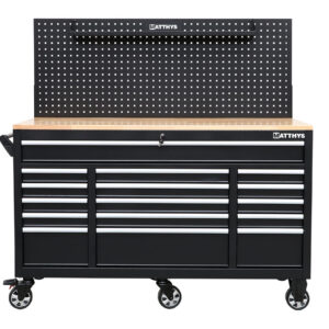 CARRO DE TALLER 16 CAJONES CON PARED TRASERA - PINTURA EPOXI GRANULADA - NEGRO