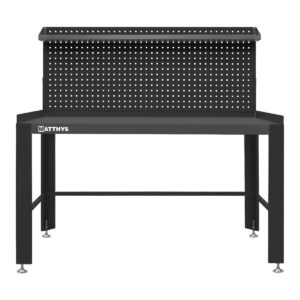 MESA DE TRABAJO CON PANEL PORTAHERRAMIENTAS AJUSTABLE EN ALTURA - NEGRO - LARGE