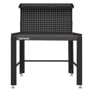 MESA DE TRABAJO CON PANEL PORTAHERRAMIENTAS AJUSTABLE EN ALTURA - NEGRO - SMALL