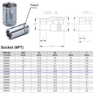 VASO 1/4” 6 CARAS MÉTRICO 7 MM