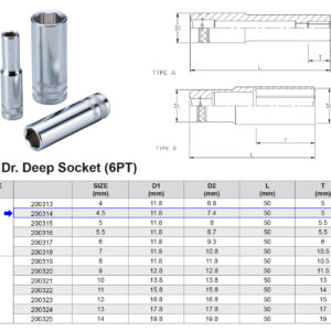 VASO LARGO 1/4” 6 CARAS MÉTRICO 4,5 MM