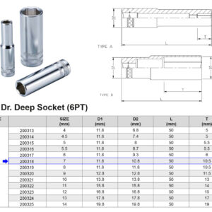 VASO LARGO 1/4” 6 CARAS MÉTRICO 7 MM