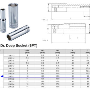 VASO LARGO 1/4” 6 CARAS MÉTRICO 10 MM