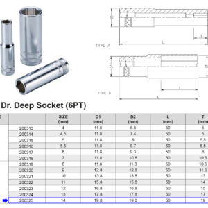 VASO LARGO 1/4” 6 CARAS MÉTRICO 14 MM