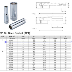 VASO LARGO 3/8” 6 CARAS MÉTRICO 7 MM