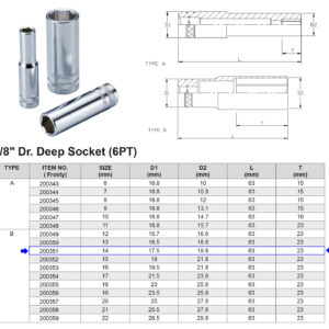 VASO LARGO 3/8” 6 CARAS MÉTRICO 14 MM