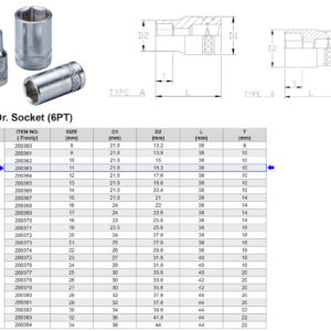 VASO 1/2” 6 CARAS MÉTRICO 11 MM