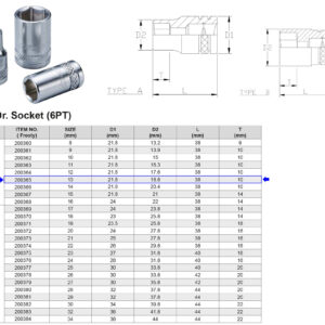 VASO 1/2” 6 CARAS MÉTRICO 13 MM