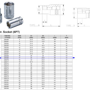 VASO 1/2” 6 CARAS MÉTRICO 17 MM