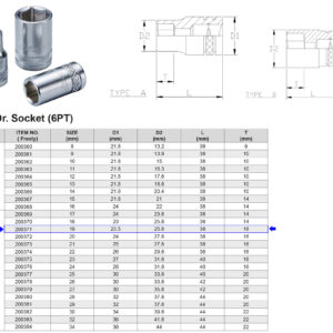 VASO 1/2” 6 CARAS MÉTRICO 19 MM