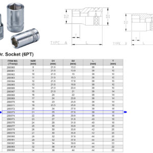 VASO 1/2” 6 CARAS MÉTRICO 21 MM