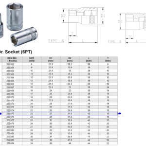 VASO 1/2” 6 CARAS MÉTRICO 23 MM