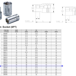 VASO 1/2” 6 CARAS MÉTRICO 27 MM