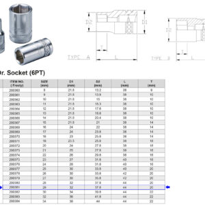 VASO 1/2” 6 CARAS MÉTRICO 29 MM