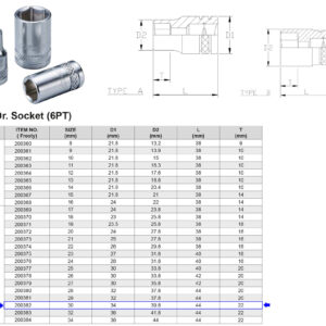 VASO 1/2” 6 CARAS MÉTRICO 30 MM