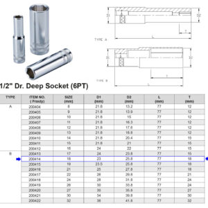 VASO LARGO 1/2” 6 CARAS MÉTRICO 18 MM