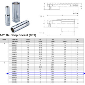 VASO LARGO 1/2” 6 CARAS MÉTRICO 24 MM