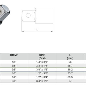 ADAPTADOR (1e) 3/8” H X 1/2” M