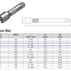 PROLONGADOR 1/4” 100 MM