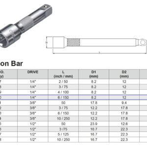 PROLONGADOR 1/4” 150 MM