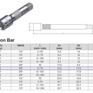 PROLONGADOR 3/8” 75 MM