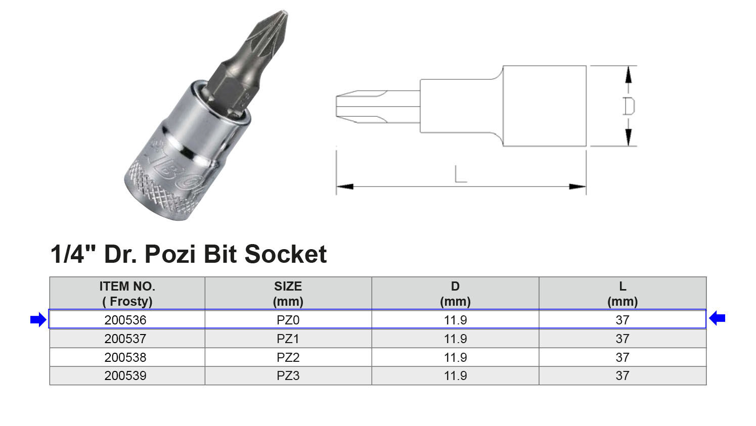 PUNTA POZI PZ0 1/4”