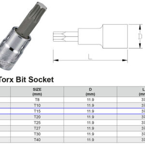 PUNTA TORX T15 1/4”