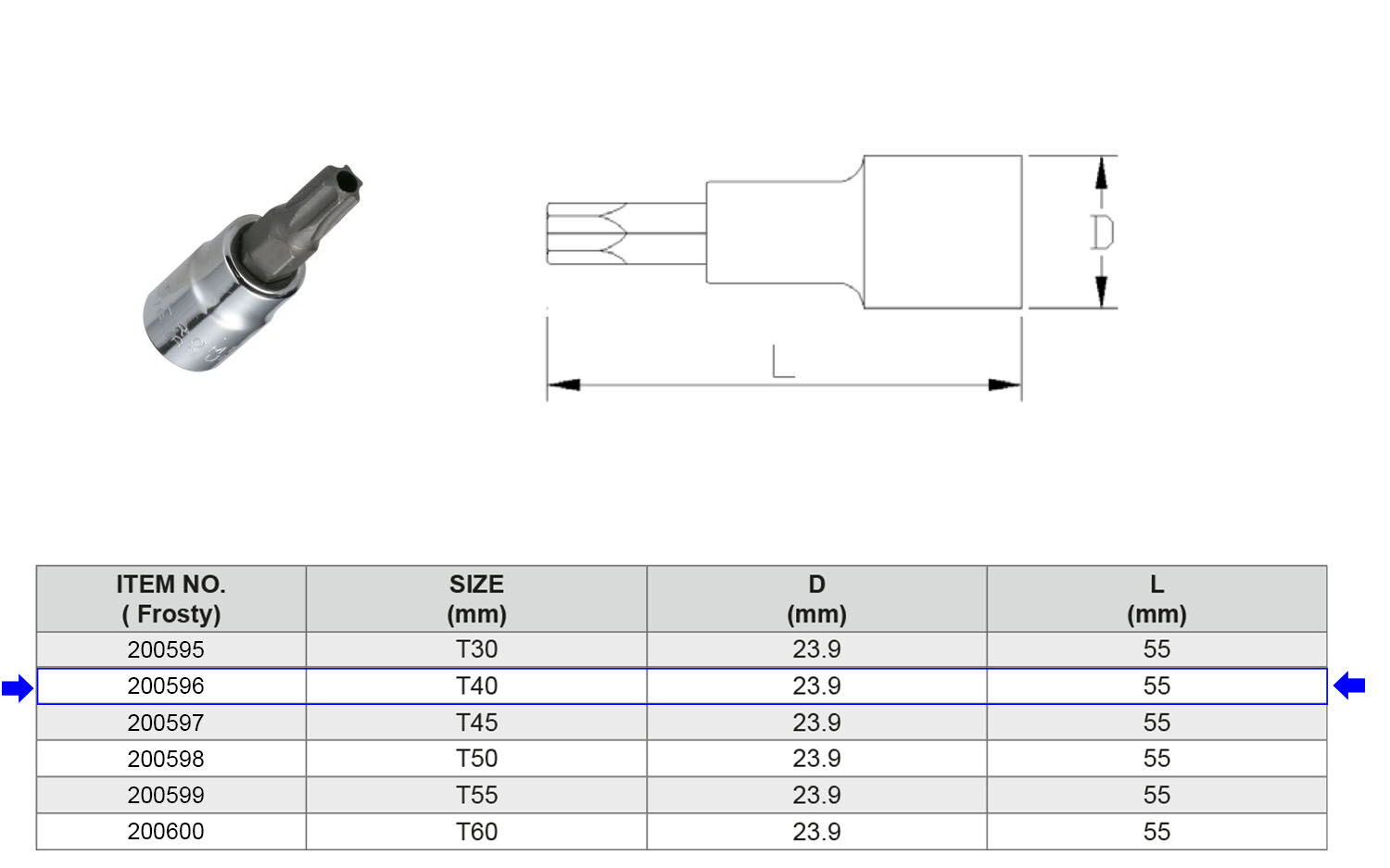 PUNTA TORX PERFORADA (ANTISABOTAJE) TP40 1/2”