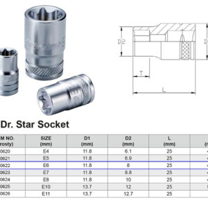 VASO TX 6 CARAS E6 1/4”
