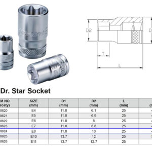 VASO TX 6 CARAS E8 1/4”