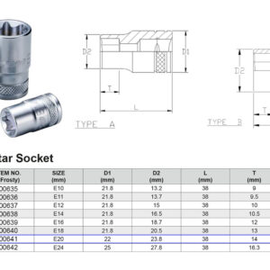 VASO TX 6 CARAS E20 1/2”